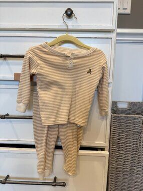 Baby Gap Beige & Ivory Striped Long Sleeve Set | 6-12M